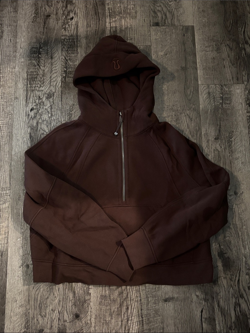 Lululemon Scuba Cropped Half-Zip with Hood - Brown - Size M/L